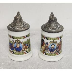 Vintage BMF Schnapskrugerl Miniature Beer Steins Set of 2-Tall 3.8"